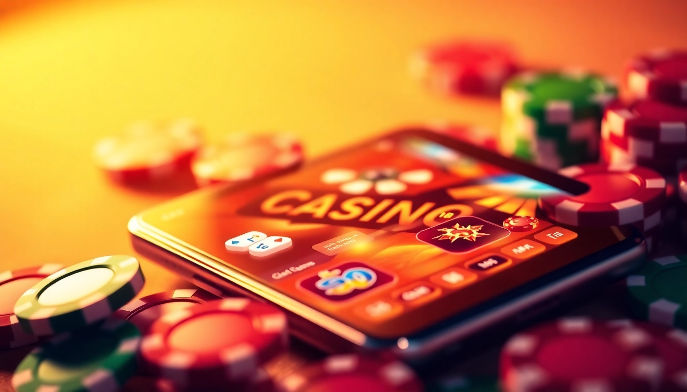 Showcase the best Casino App with vibrant graphics and engaging gameplay on a smartphone.