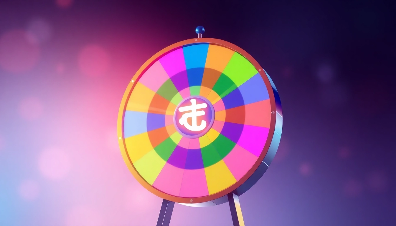 Experience the excitement of สปินฟรี with this dynamic spinning wheel illustration showcasing vibrant colors.