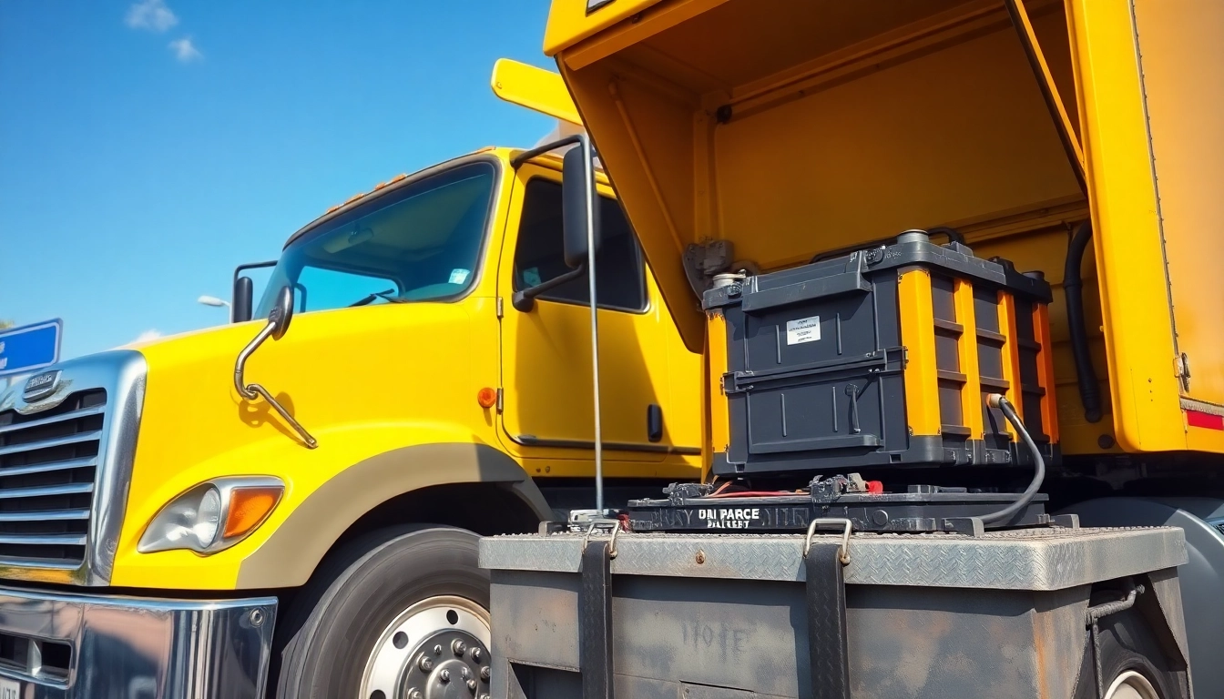 Complete battery replacement for heavy trucks on the road with a technician assisting a driver in need.