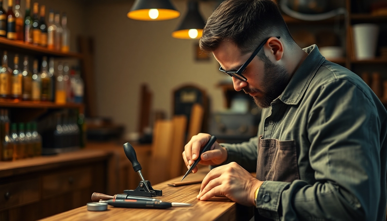 Repairing a wooden back bar using expert craftsmanship and tools for back bar repair.