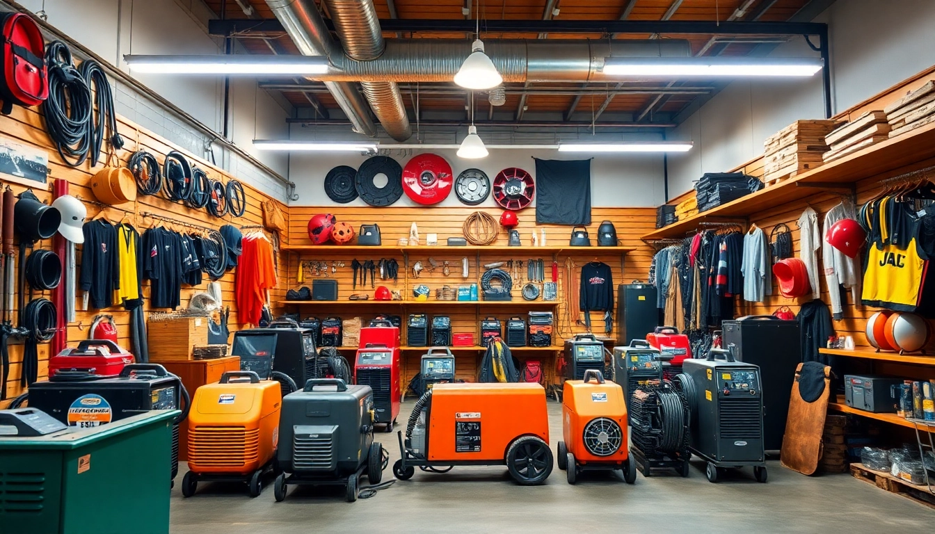 Explore welding supplies near me featuring an extensive range of tools and machines in a well-organized display.