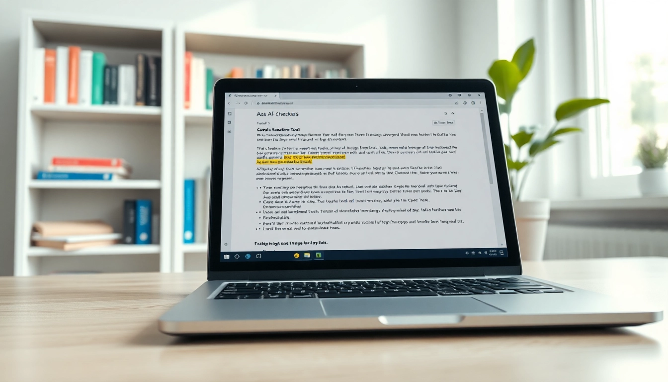 Evaluate text for AI generation with our ai checker tool visible on a sleek laptop.