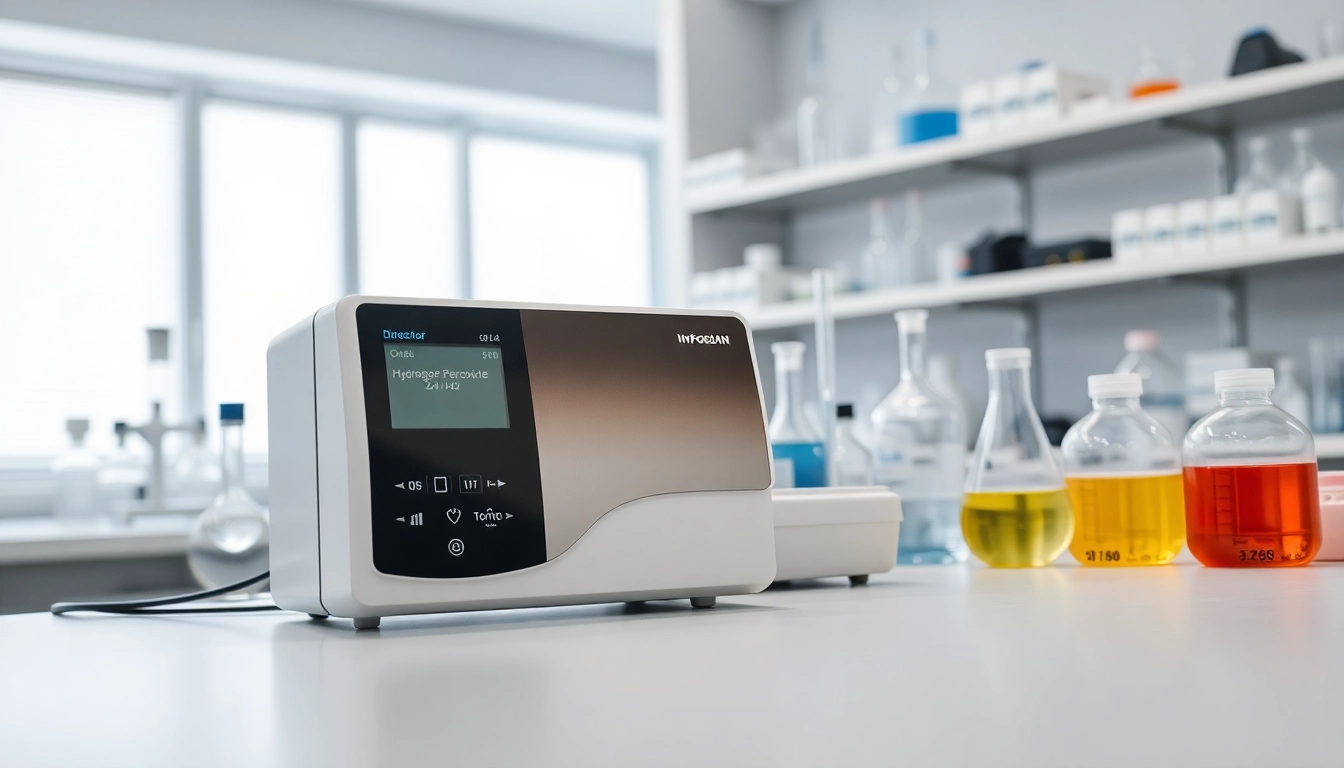Hydrogen Peroxide detector in a high-tech laboratory setting, showcasing advanced features and equipment.