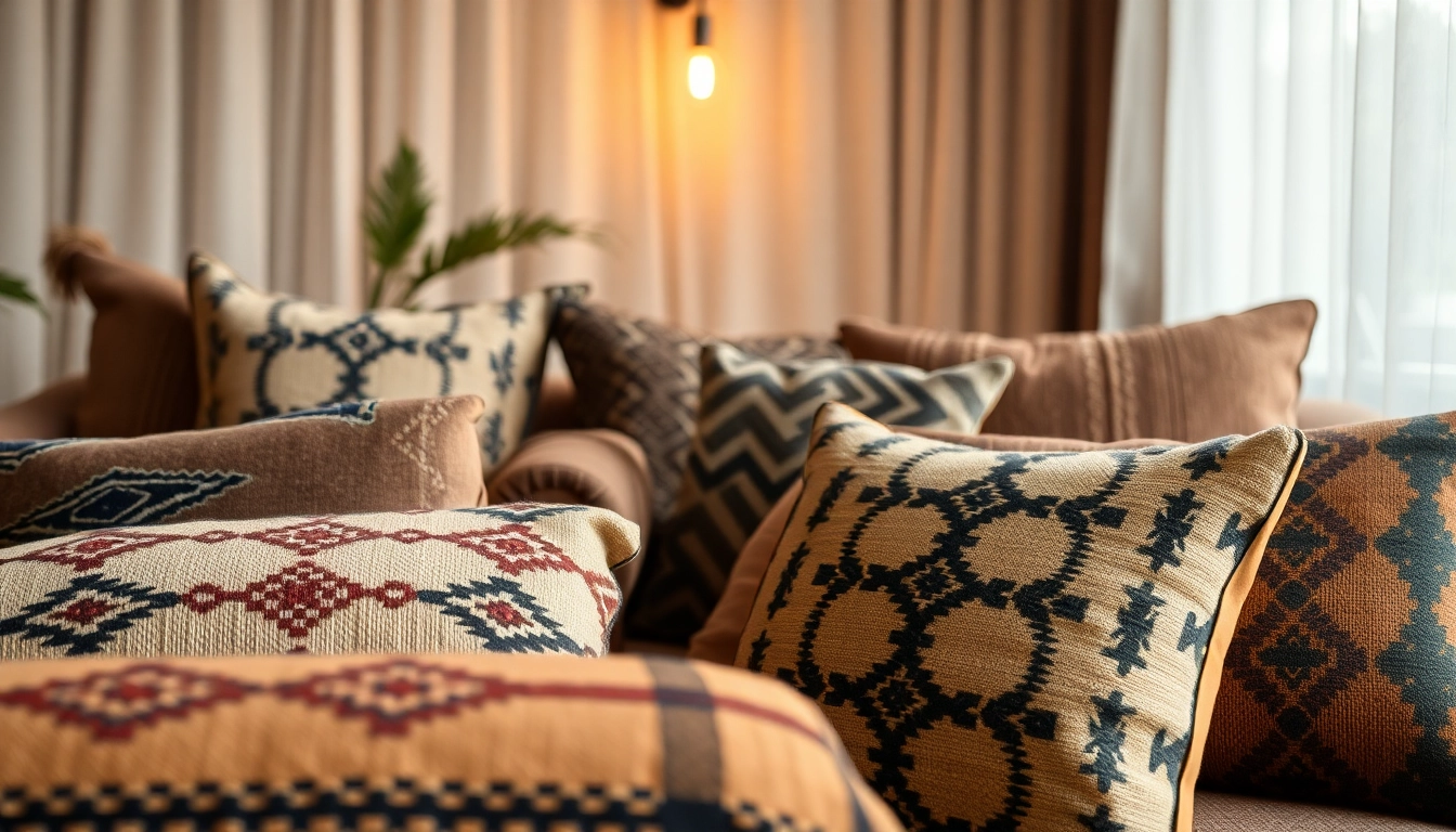 Mali Mudcloth Cushion Covers showcased on a stylish sofa, emphasizing their unique designs and textures.
