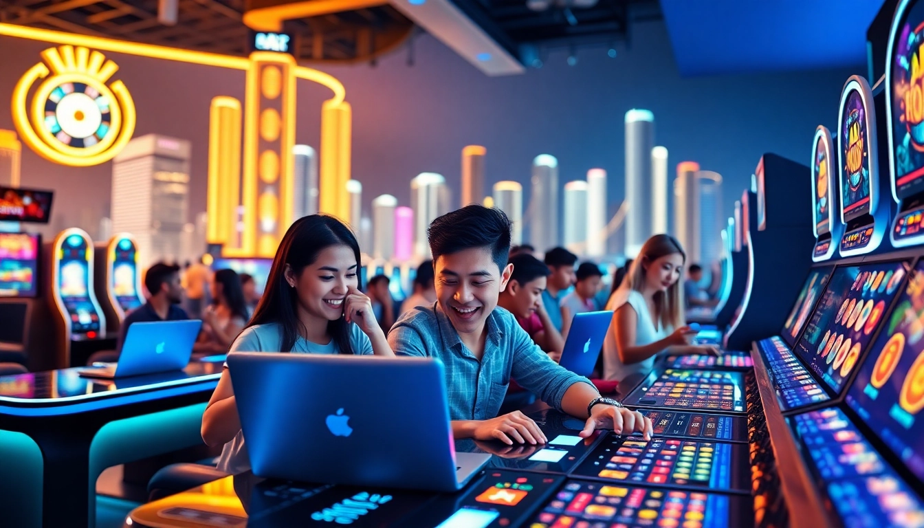 Exciting online casino Singapore scene with players enjoying digital gaming experiences.