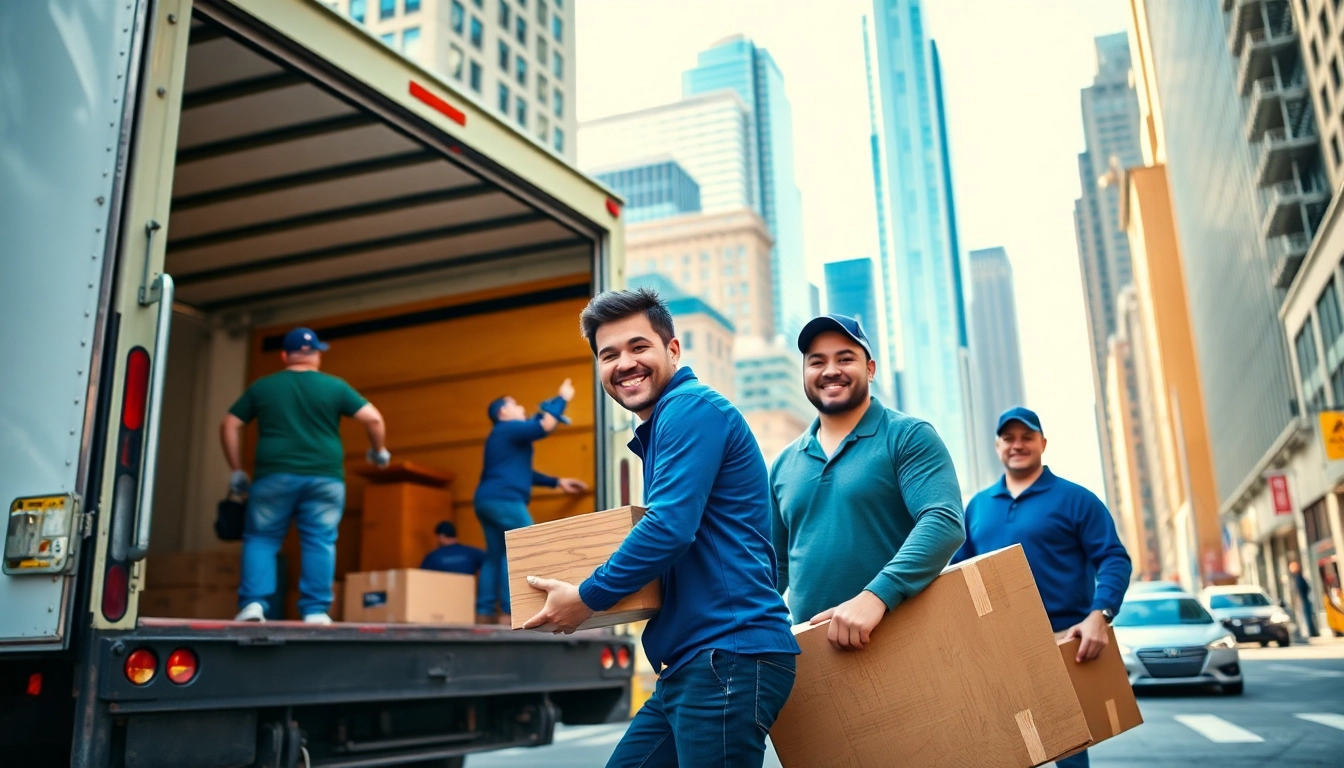Efficient Cheap movers nyc packing furniture into a truck on a sunny day in New York City.