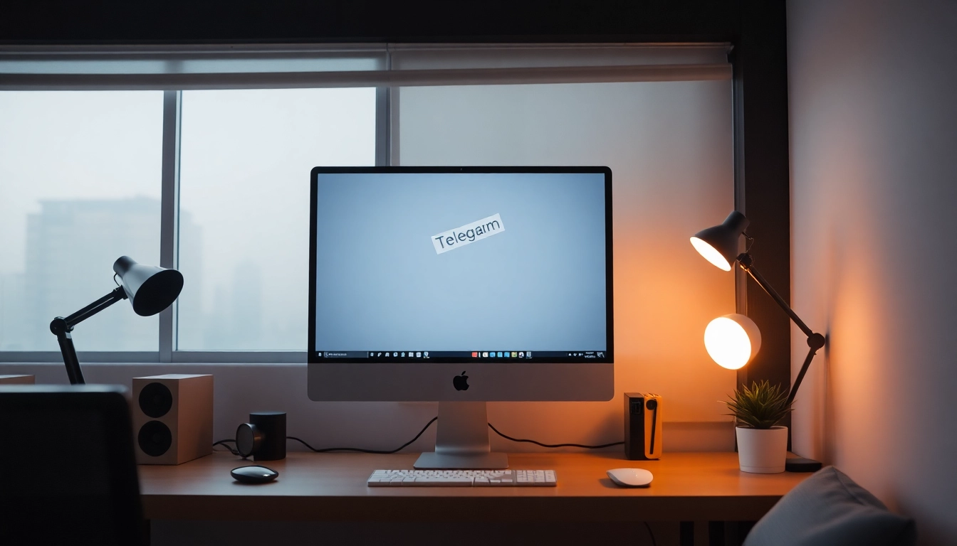 View of a workspace engaging with telegram下载电脑版 on a computer, highlighting its user-friendly interface.