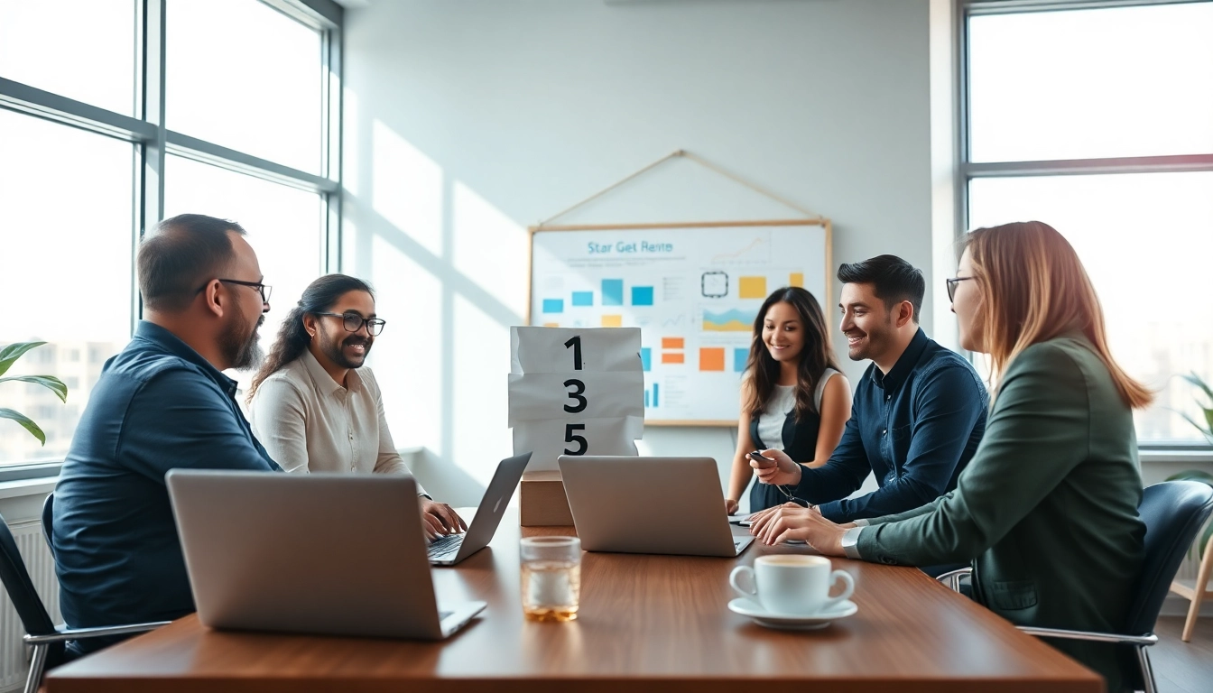 Entrepreneurs strategizing to Launch Successful Startup in a modern office environment.