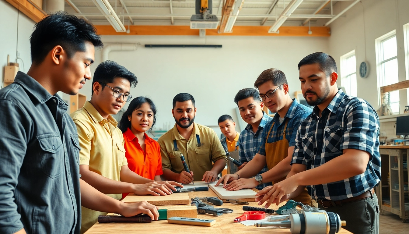 Engaged students at trade schools oahu learning hands-on skills in a vibrant classroom environment.