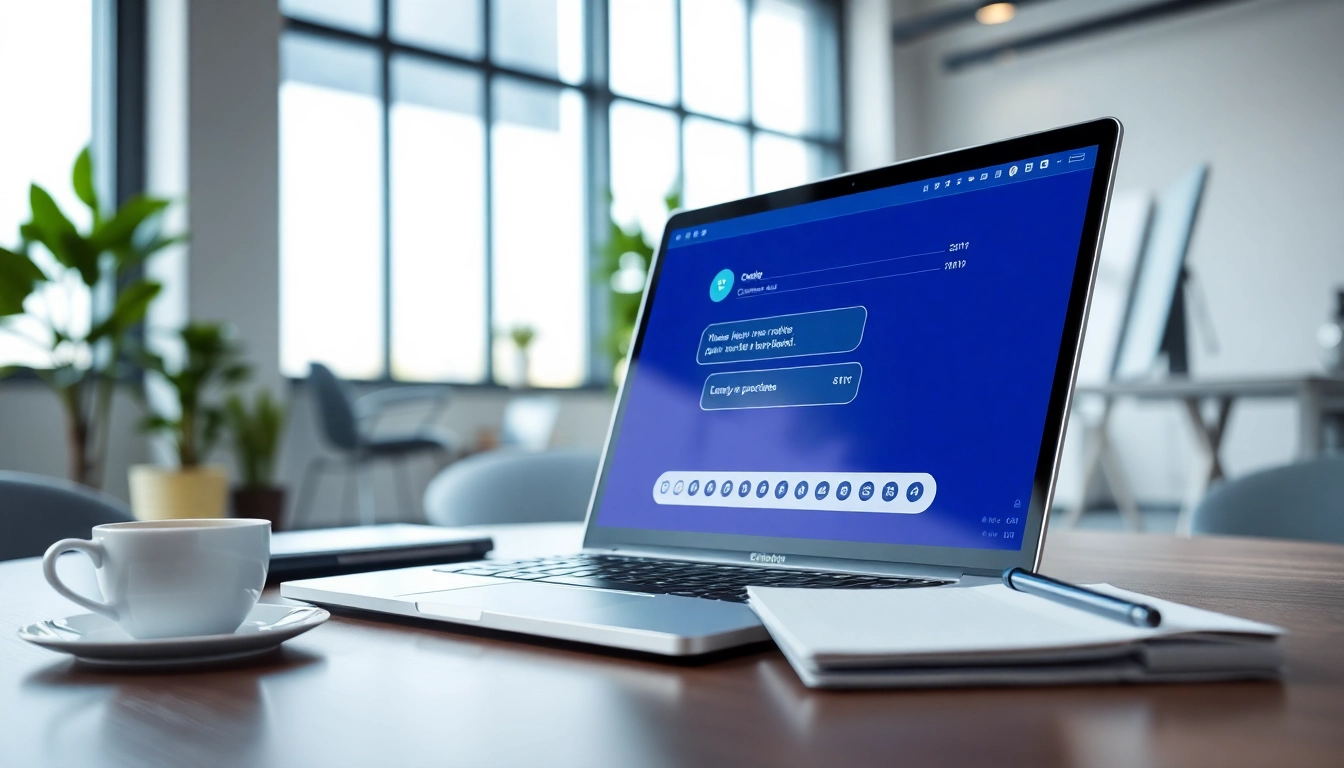 Engaging chatgpt chatbot interface on a sleek laptop, set in a modern workspace.