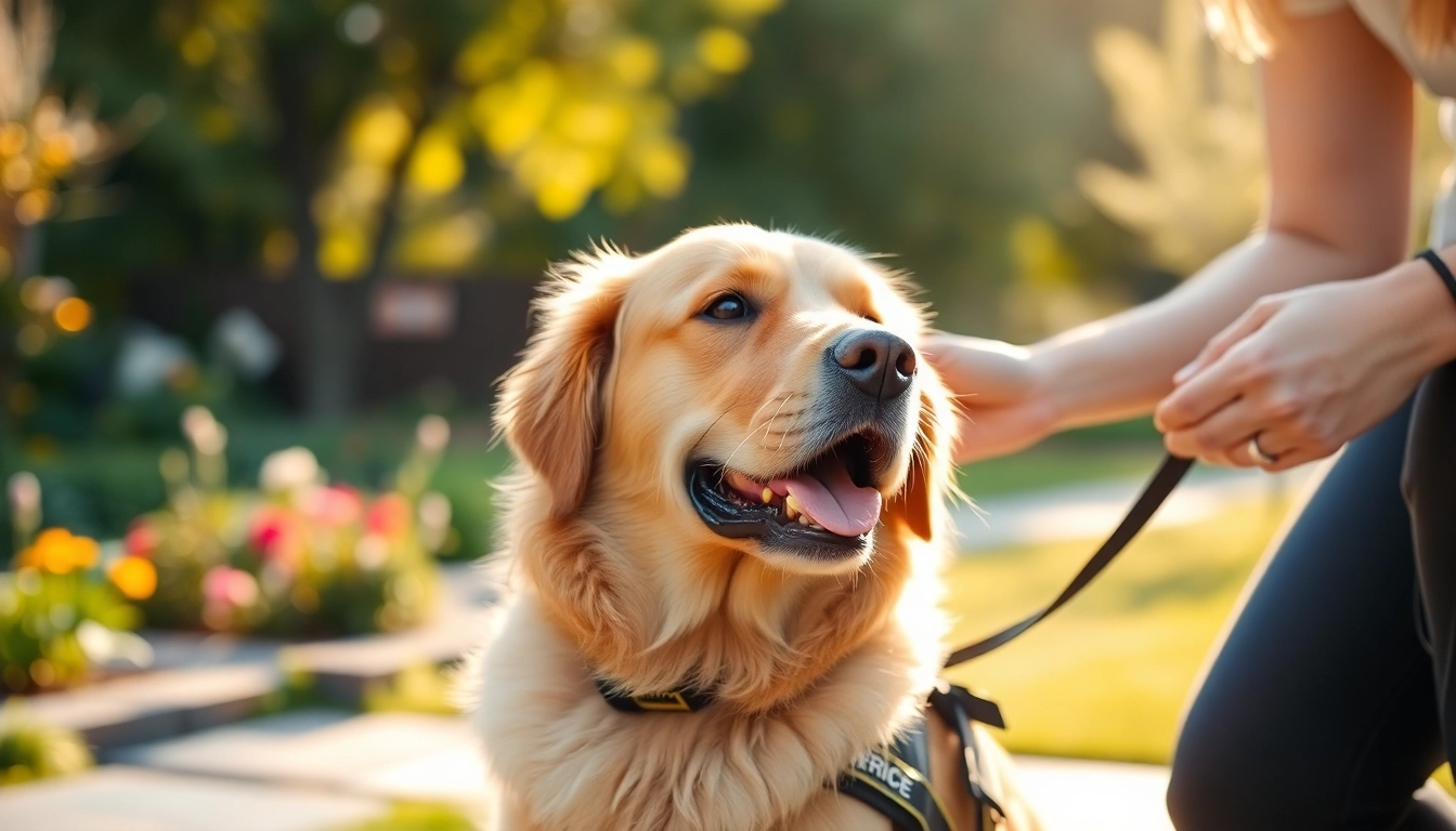 Train your service dog effectively with a dedicated trainer in a natural outdoor setting.