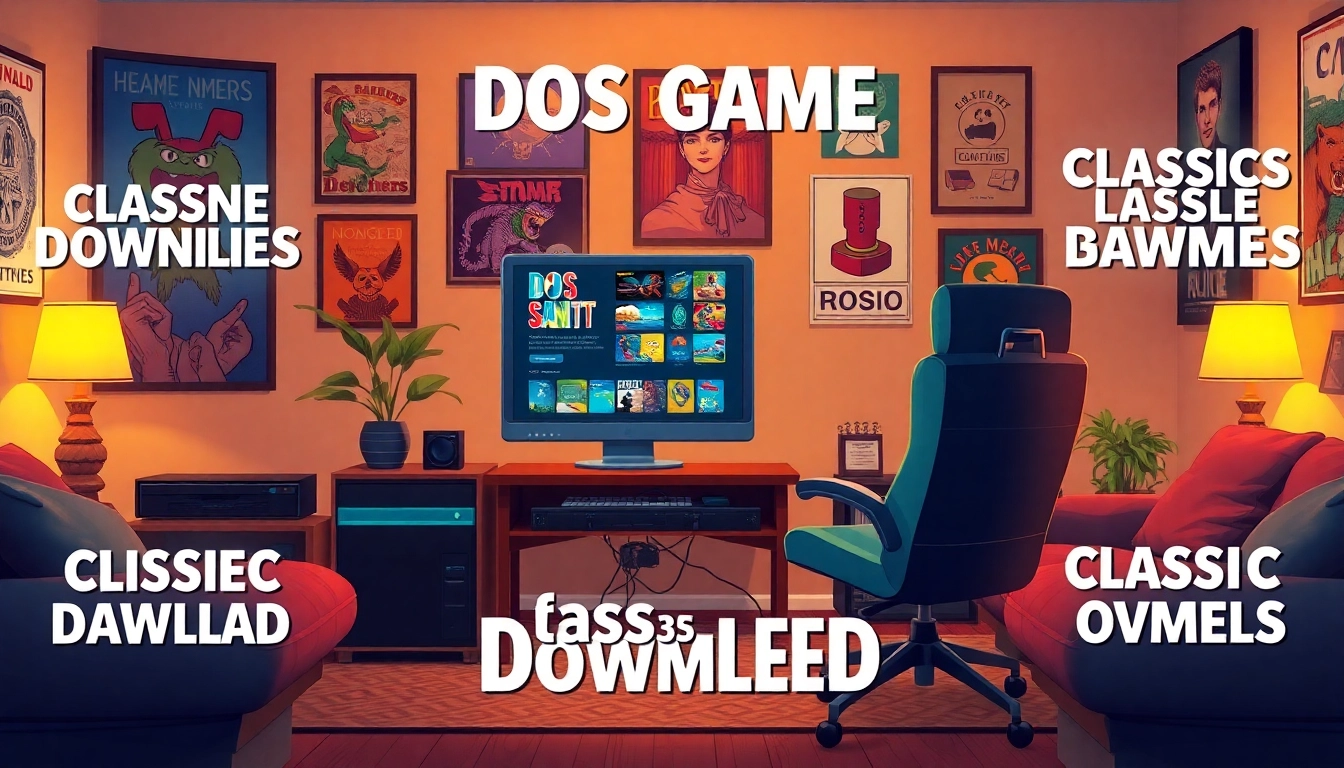 Engaging setup for DOS games download featuring vintage games on a computer screen.