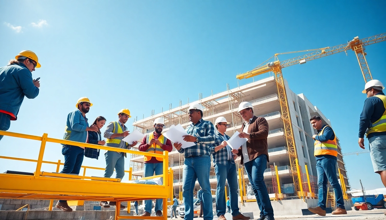 Highlighting teamwork at a construction site through the lens of a construction association denver for comprehensive industry engagement.