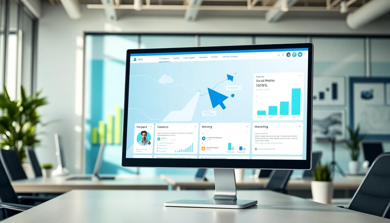 View of social media panels interface showcasing marketing tools for digital engagement.