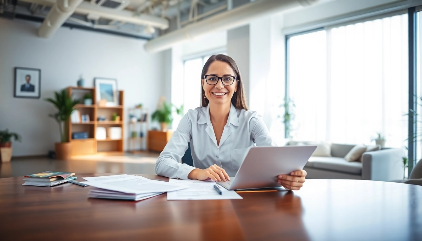 Engaging professional offering immigration services barrie in a welcoming office.