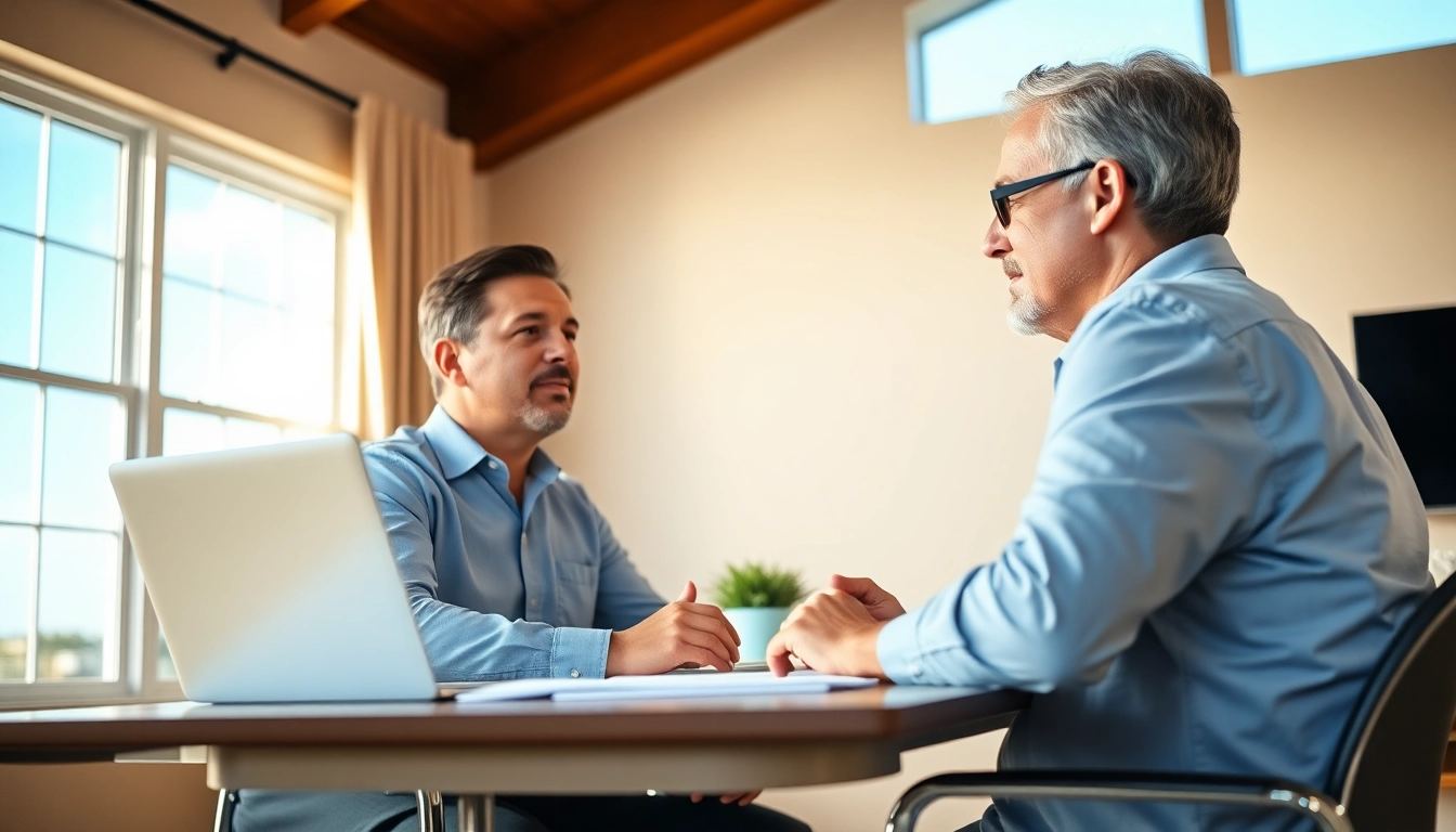 Florida Public Adjuster assisting a homeowner with insurance claims in a bright office.