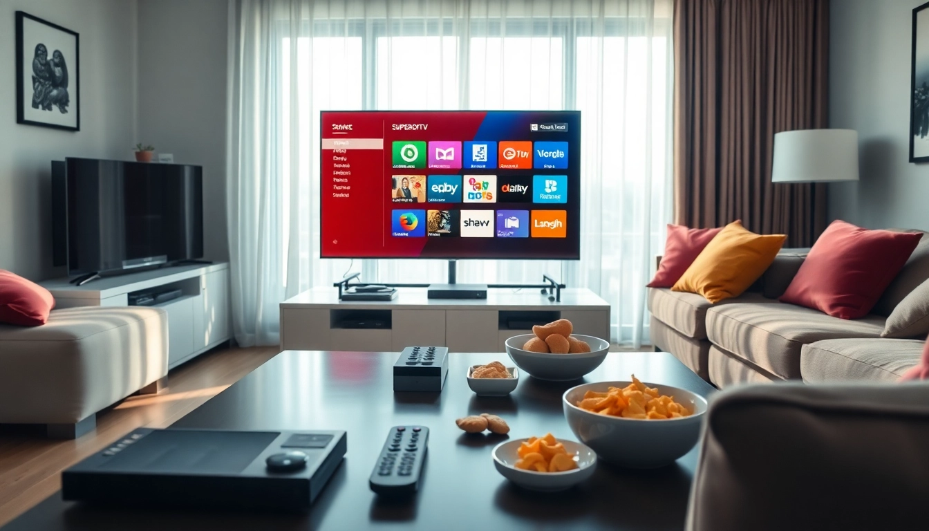 Enjoying the features of superbox tv in a modern living room setting with a cozy atmosphere.