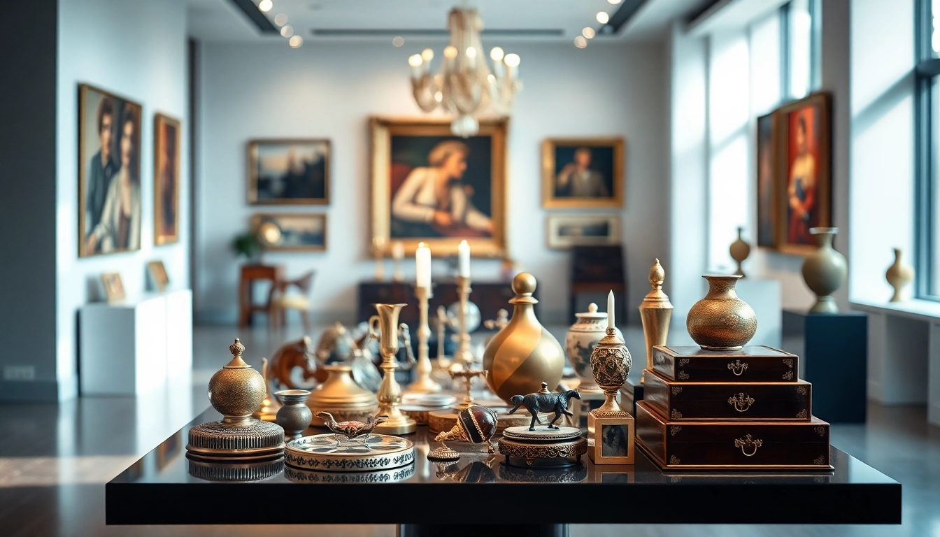 Explore vibrant auction items on https://www.avtales.com in an elegant gallery setting.