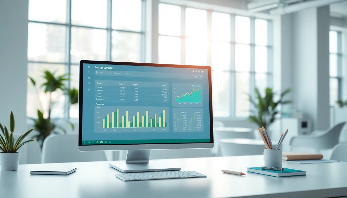 Visual interface of a budget visualizer in a modern workspace with a sleek design.