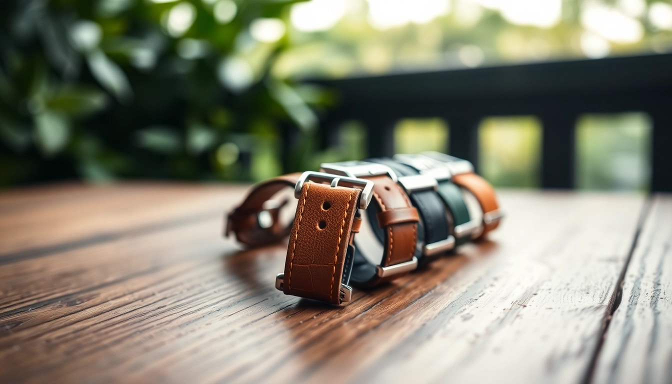 Explore various high-quality leather watch straps highlighting unique designs and textures.