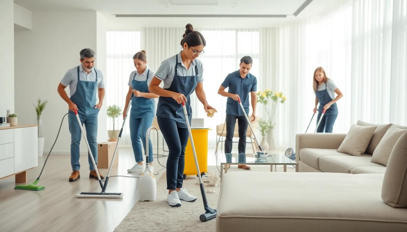 Move in deep cleaning services Dubai being performed by a professional cleaning team in a bright apartment.