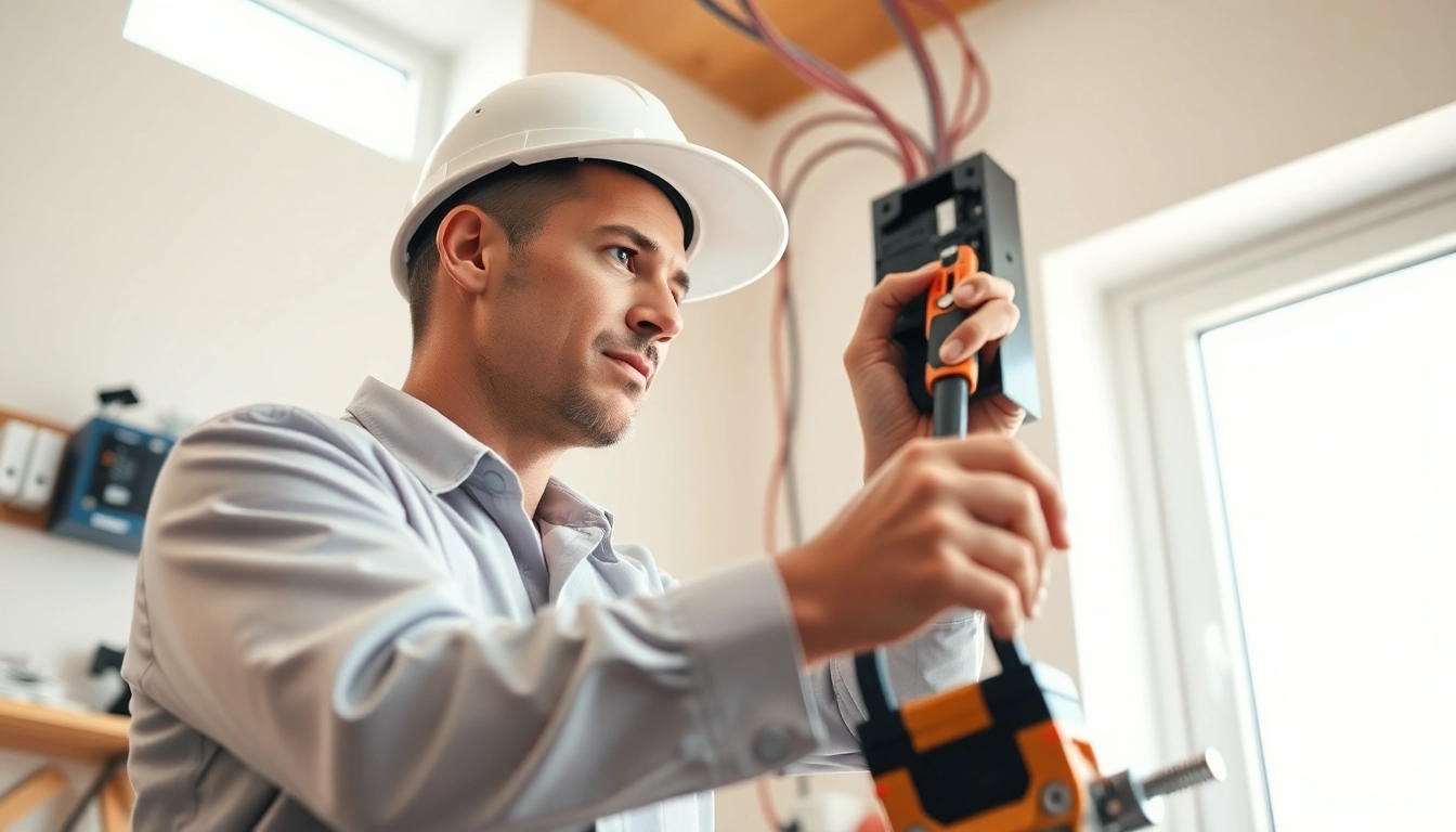 Electrical Contractor Clearwater installing wiring in a bright home setup.