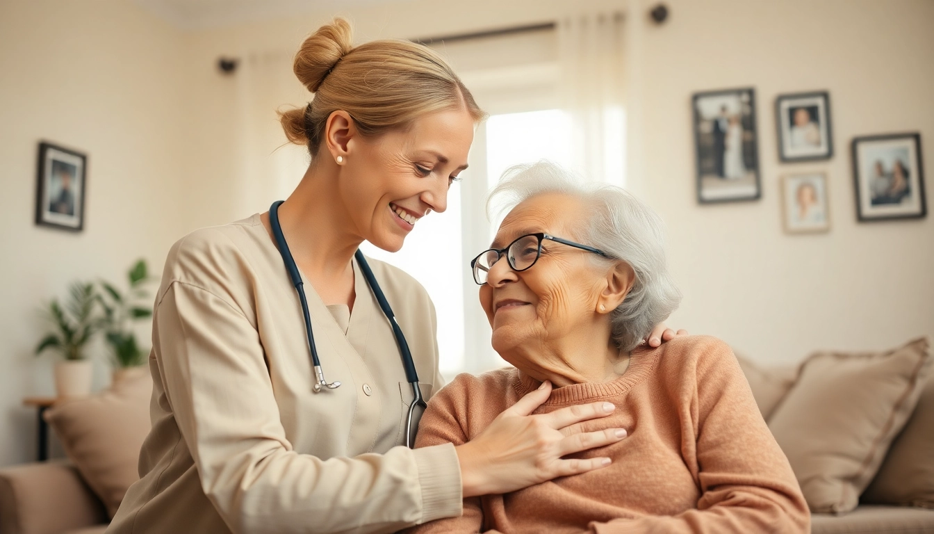 In home care austin tx provided by a compassionate caregiver in a cozy, warm living room.