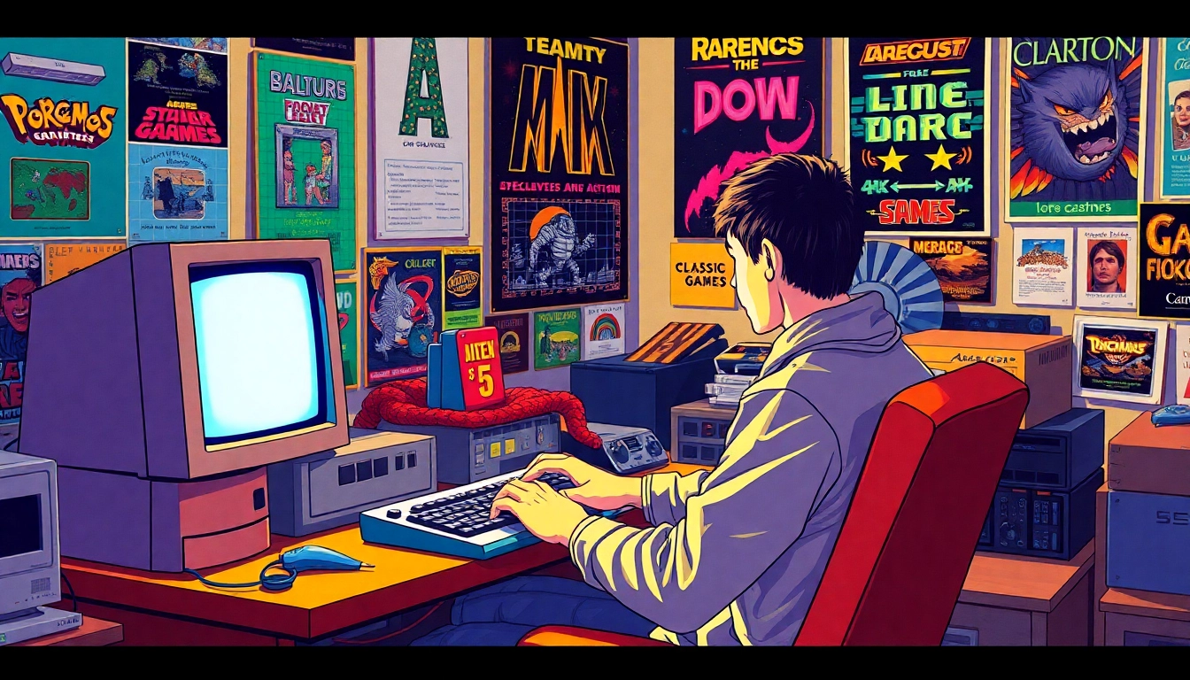 Download classic DOS games easily with this engaging gamer setup image.