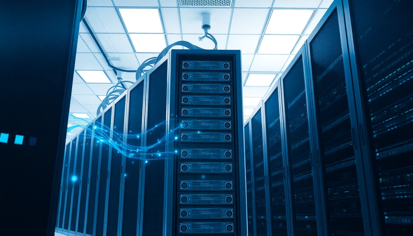Showcasing Cloud infrastructure and DevOps services in a modern server room environment.