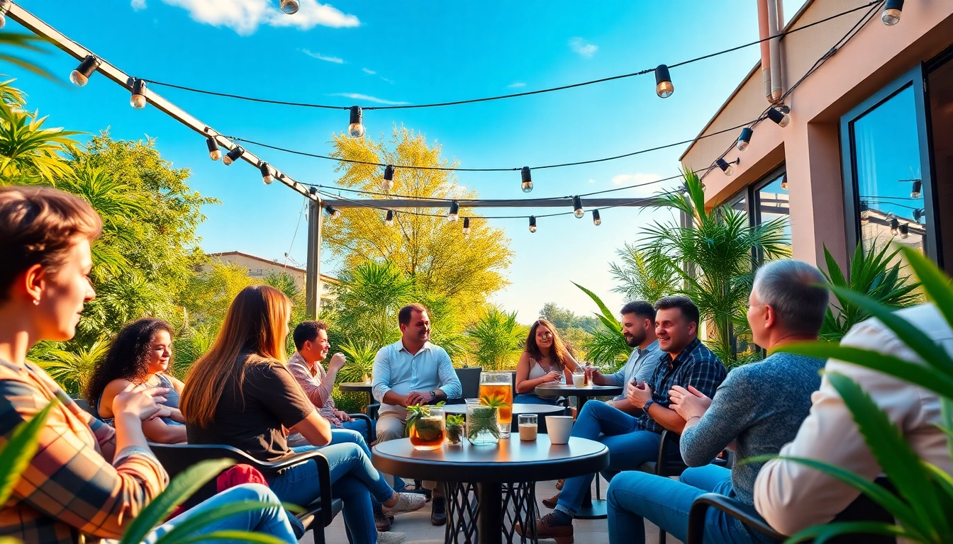 Join members at https://cannabisbcn.com for a vibrant social experience in a sunny Barcelona setting.