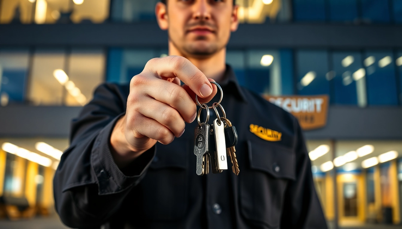 Showcasing the importance of Key Holding with a security officer holding keys.