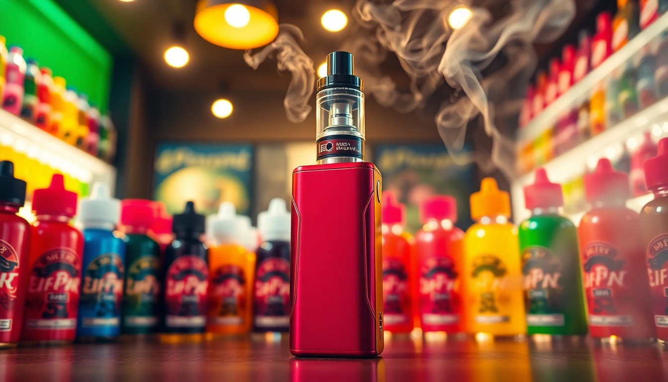 Explore Elf Bar 30000, a sleek disposable vape highlighted among colorful e-liquids.