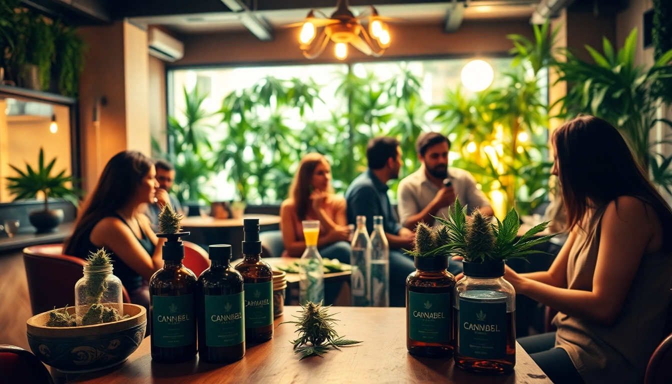 Enjoying cannabis at the social club https://cannabisbcn.com, showcasing a vibrant atmosphere.