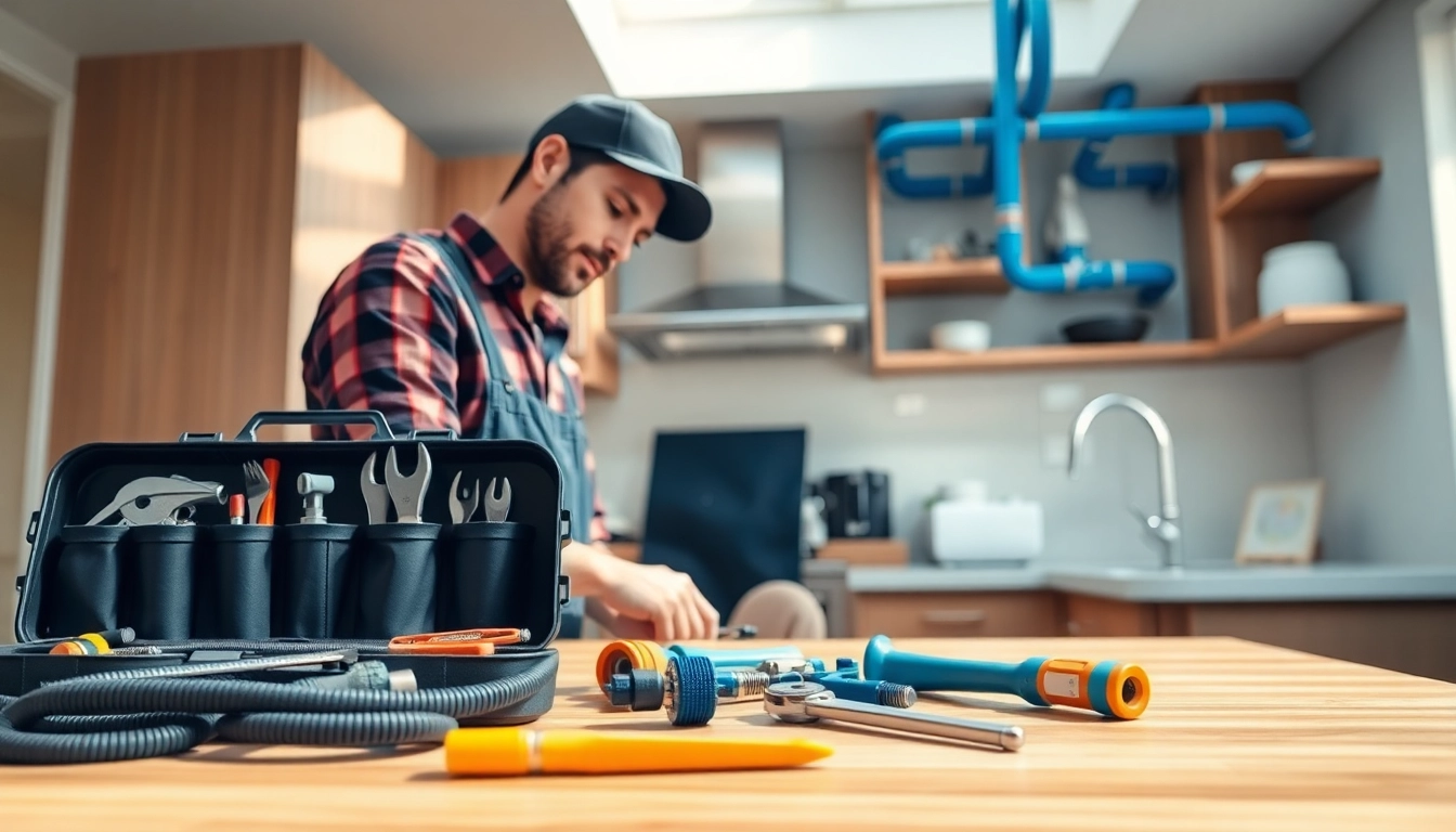 Skilled plumber addressing plumbing wake forest in a modern kitchen environment.