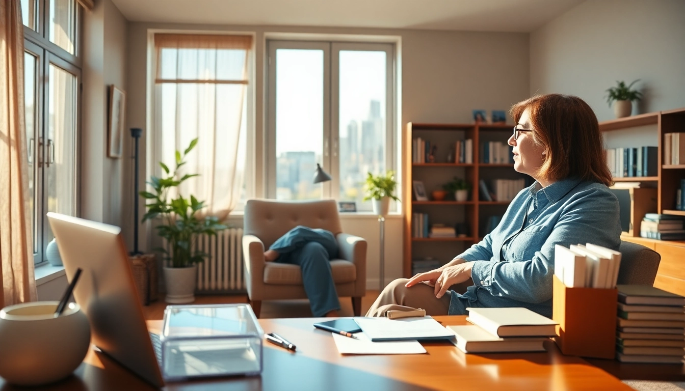 Psychiatrist providing care in a tranquil office, enhancing mental health and wellbeing.