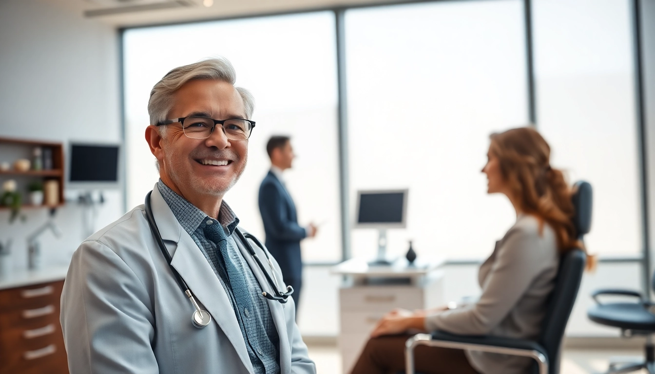Concierge doctor las vegas warmly engaging with a patient in a modern clinic setting.