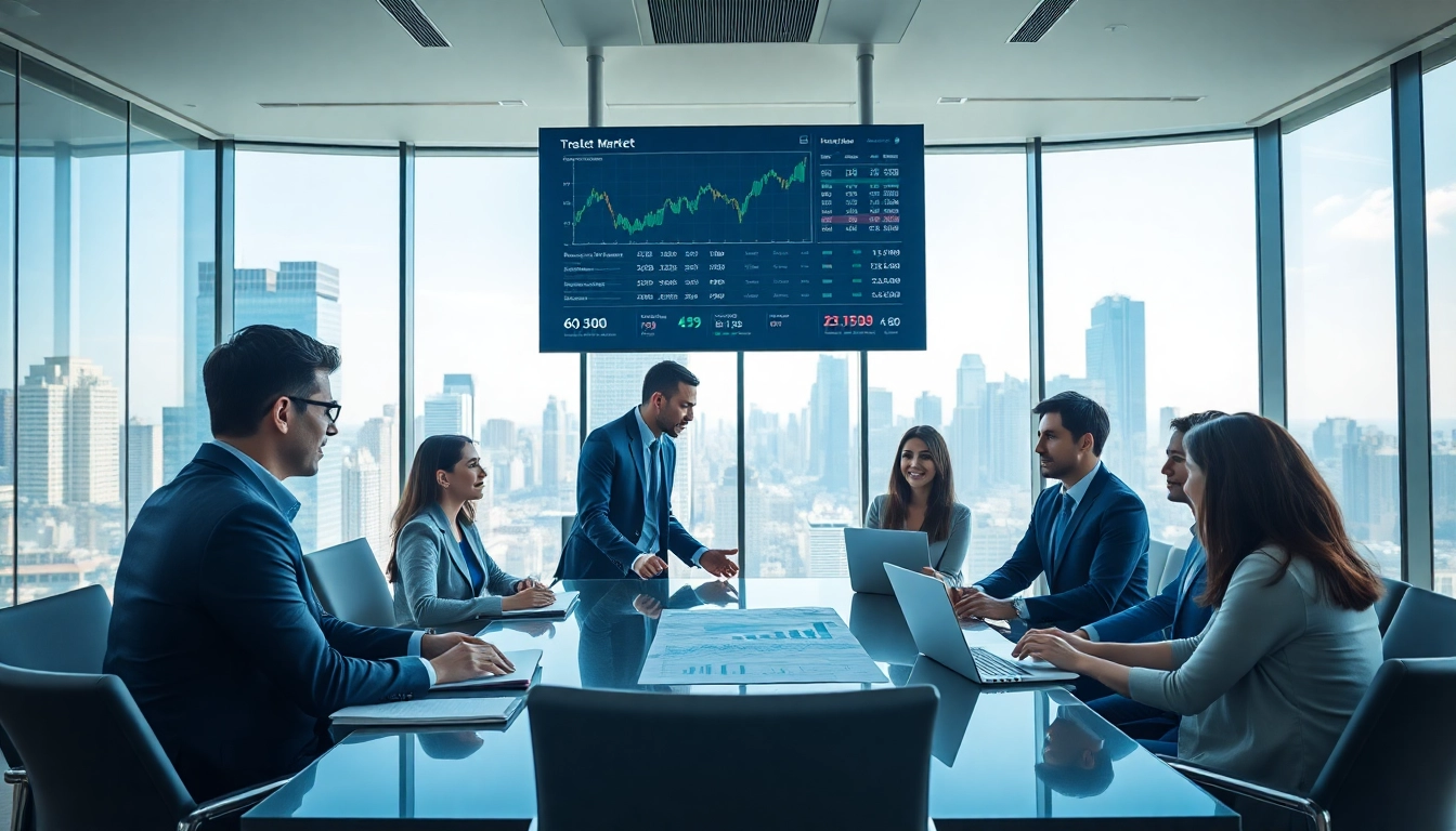 Engaged real estate investment group discussing strategies in a modern conference room.