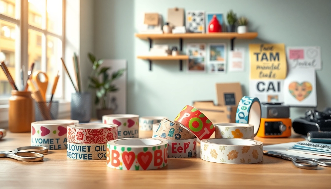Customize your own custom tape design in a vibrant workspace with tools and samples.