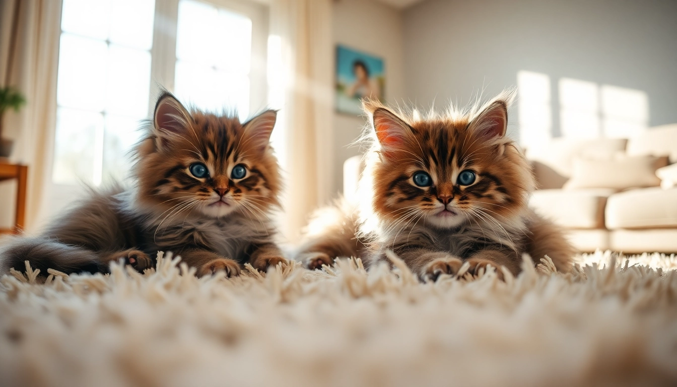 Maine Coon kittens for sale Bay Area, playfully resting in a cozy living room.