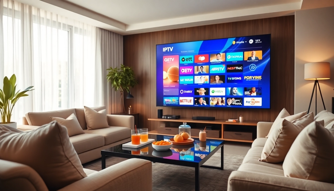 Compra Listas IPTV en un entorno acogedor con un televisor moderno y comida.