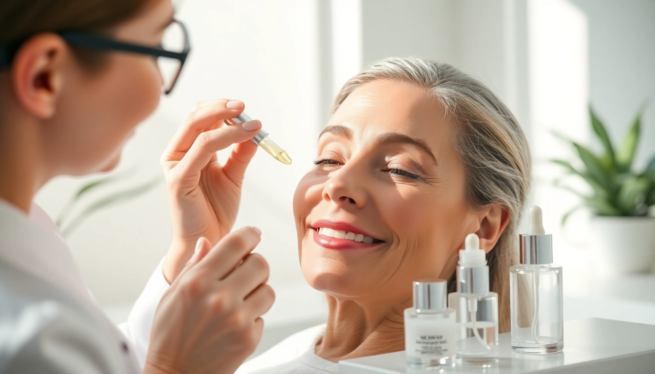 Experience effective wrinkle treatments with a skincare expert applying a rejuvenating serum.