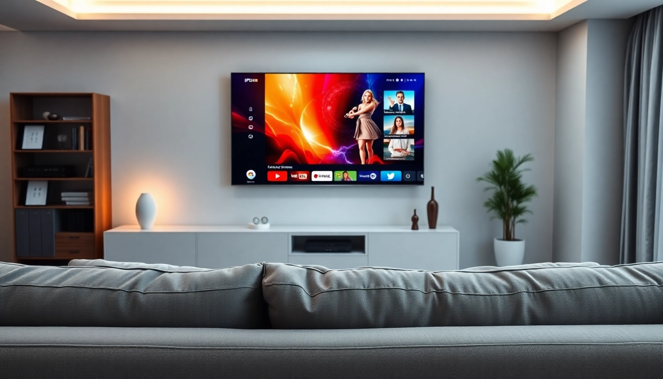Configurer le code IPTV sur un téléviseur moderne dans un salon confortable.
