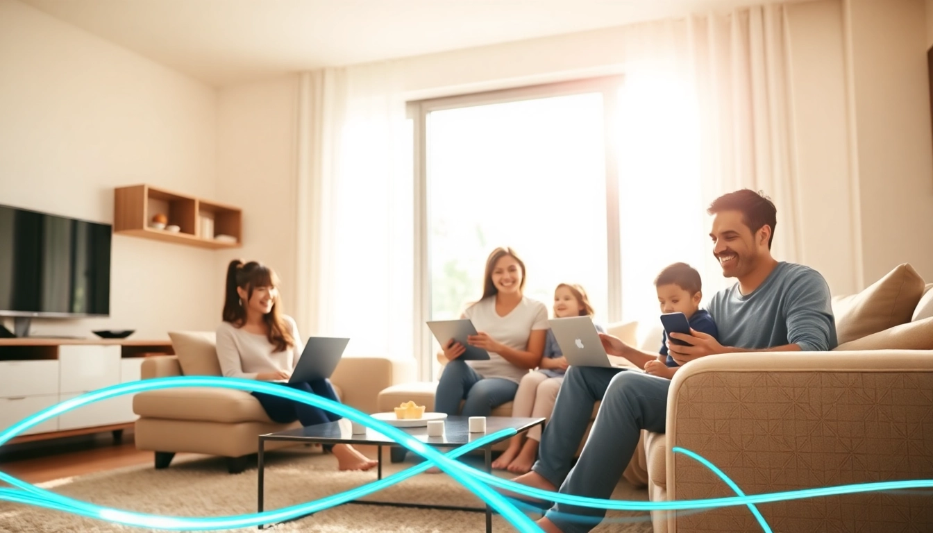 Enhance your experience with Sonic Fiber Promo featuring families enjoying high-speed internet in a bright home.