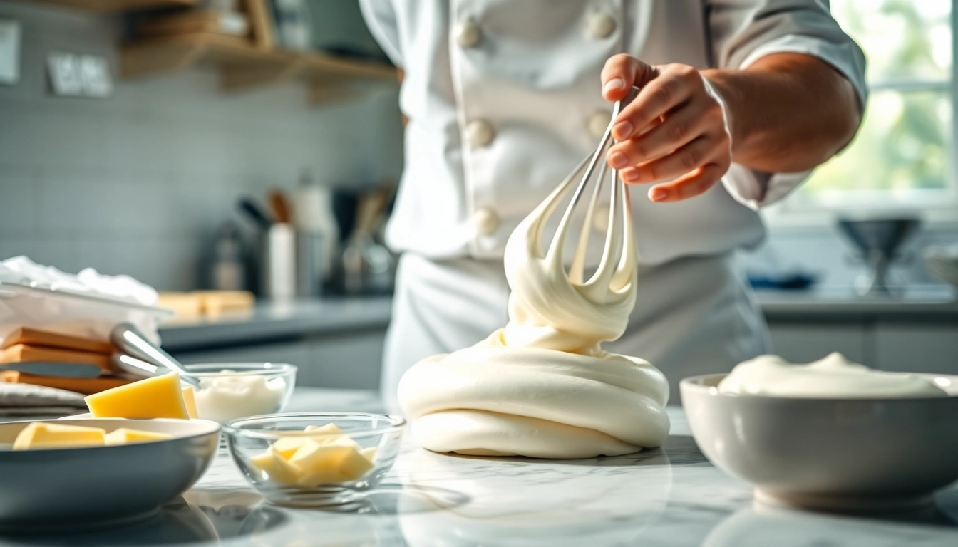 Maak mousseline crème met een professionele chef in een warme keukenomgeving.