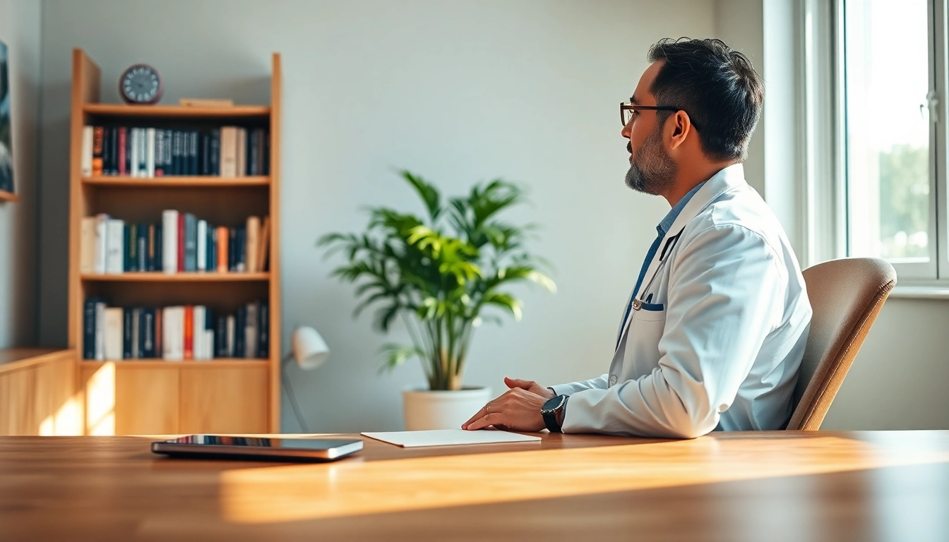 Find the best psychiatrist in dubai meeting patients in a serene office.
