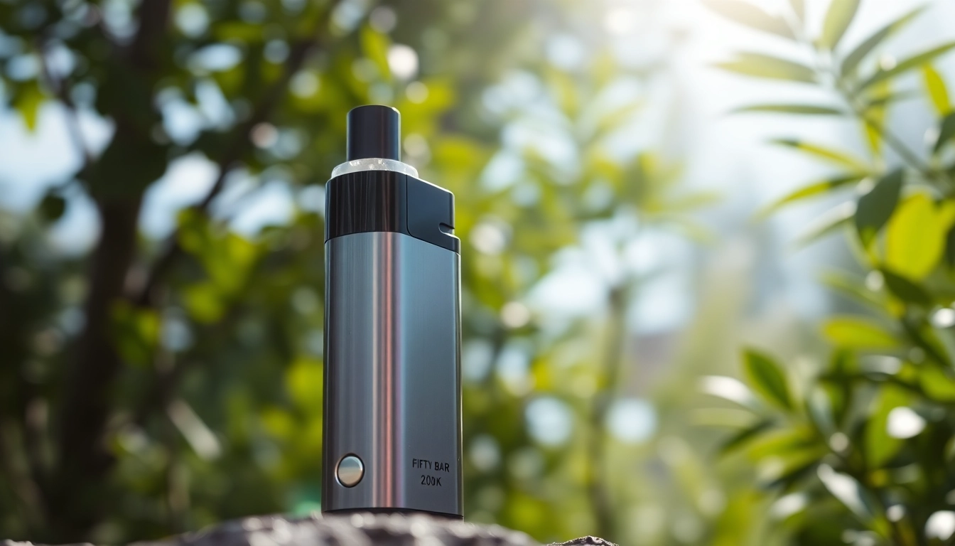 Engaging scene featuring the FIFTY BAR 20K highlighting its sleek design and vibrant colors outdoors.