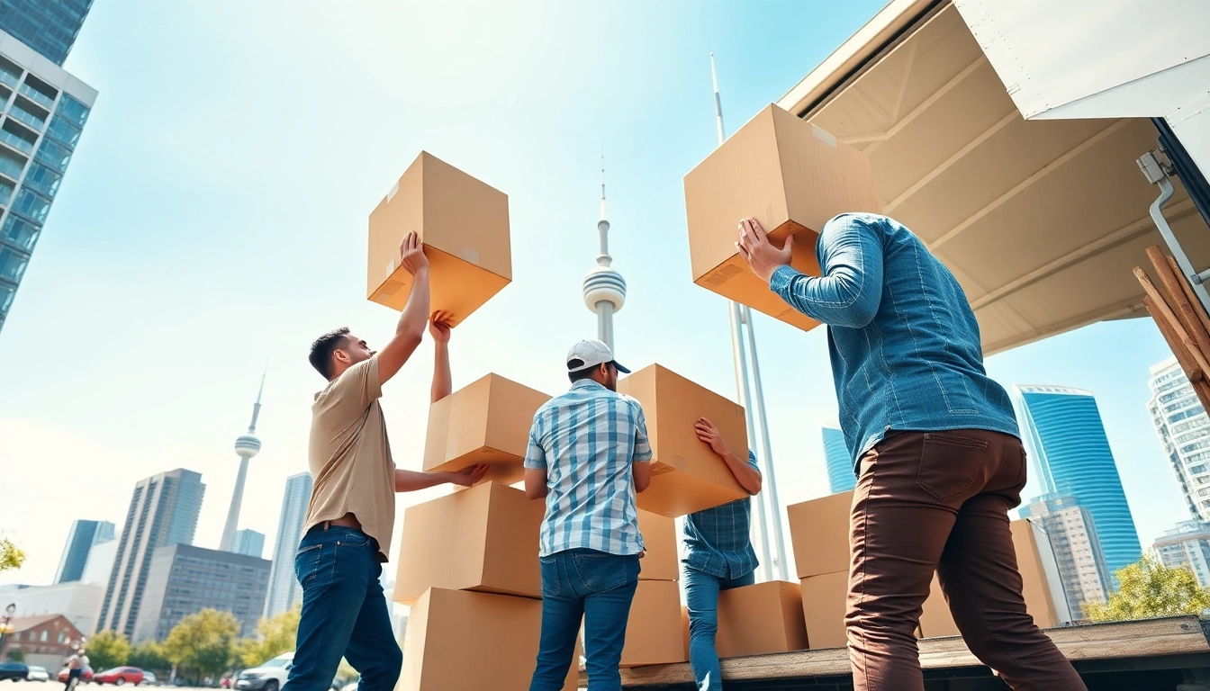 Experience dependable Toronto moving services as a professional crew lifts boxes into a truck.