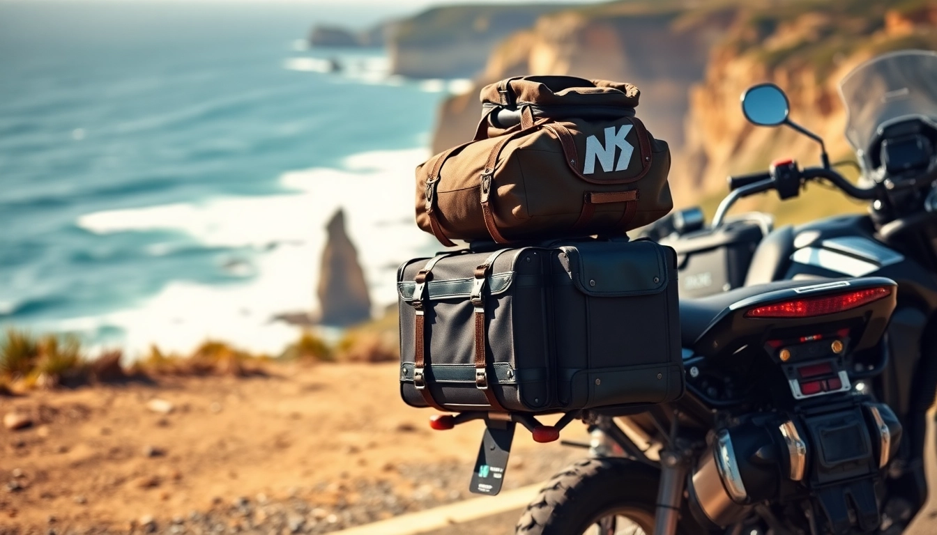 Adventure motorcycle luggage Australia designed for durability and practicality on a scenic ride