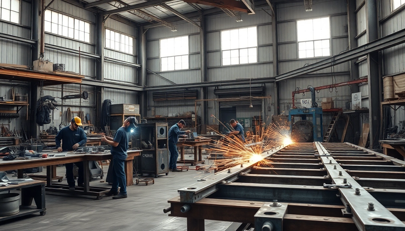 Craftsmen at a steel fabrication shop producing high-quality metalwork.