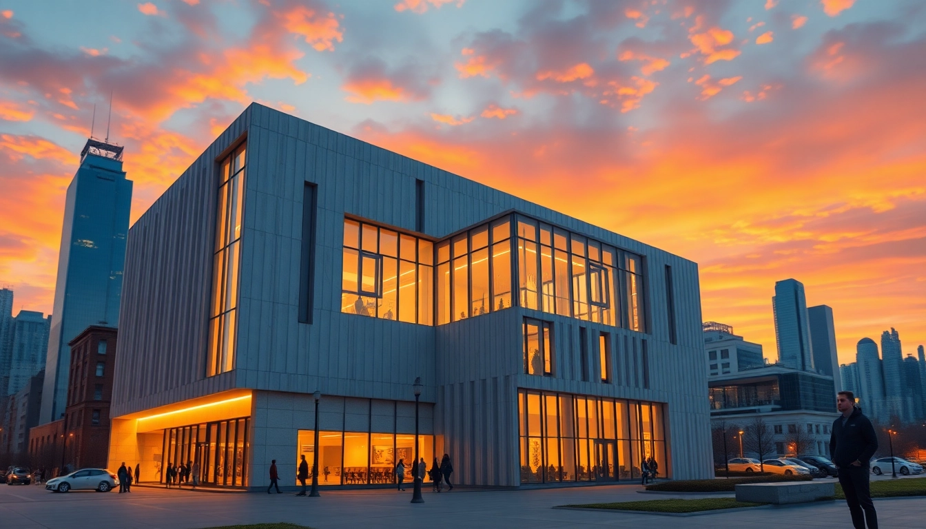 3d visualisierung eines modernen Architekturelementes in einer lebendigen Stadtkulisse